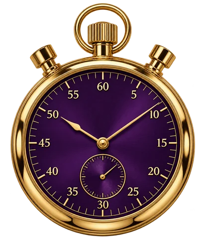 A stopwatch with a violet dial, a simple reminder to time your sessions