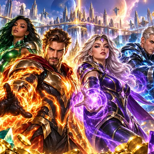 4Squad pokie cover art showing a parody fantasy adventure squad